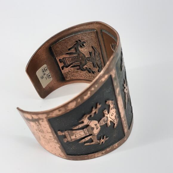 Vintage Kachina Cuff Wide Native Boho Cooper Statement Bracelet Souvenir - Picture 9 of 13